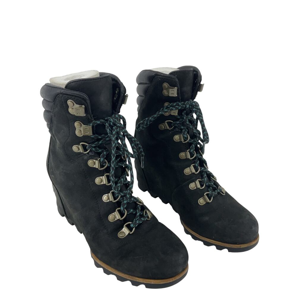 Sorel Black Ankle Boots with Tan Soles